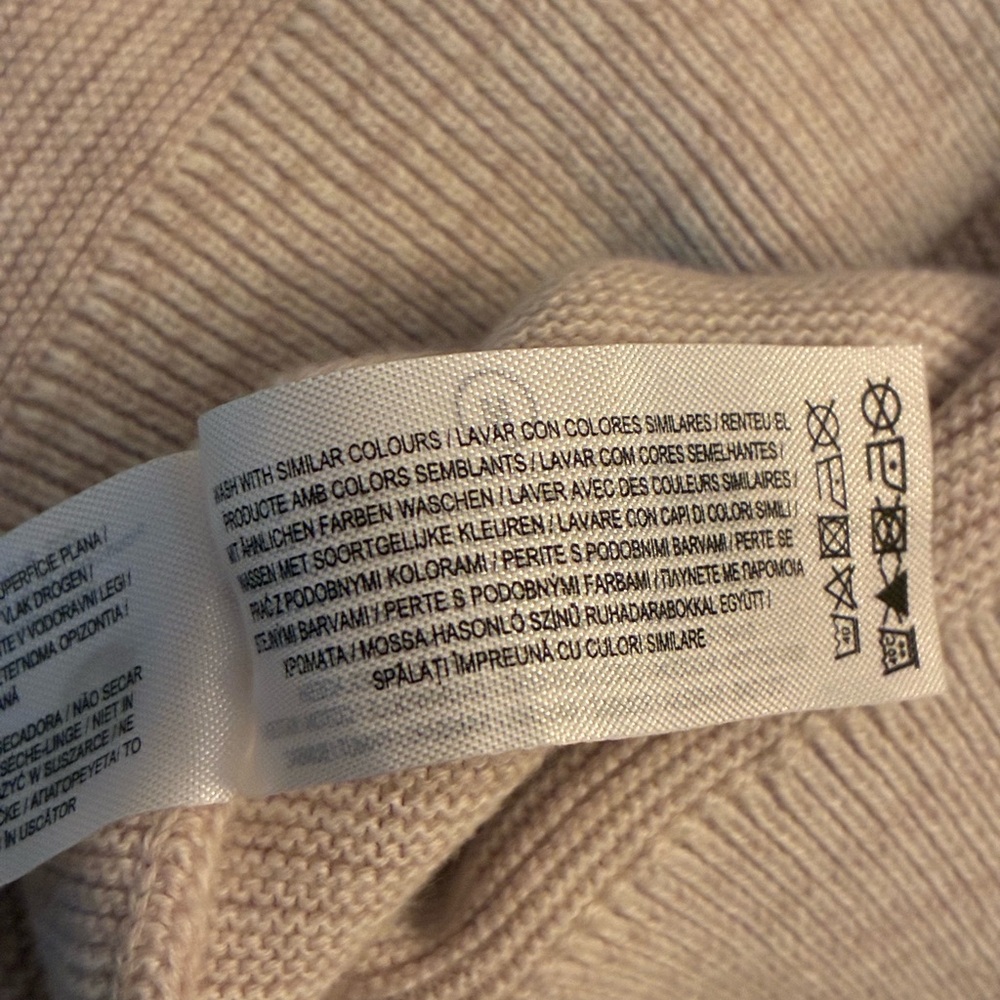 Primark 100% Cotton Unisex Light Taupe/Beige Zip-Up Pullover Sweater Size Medium - Picture 6 of 7